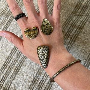 DREAM COLLECTIVE LOT Kathryn Bentley Brass Pendants Cuff Bohemian Aztec Inspired
